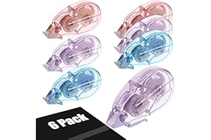 Fyguard 6 Pcs Scrapbooking Supplies, 8mm x 10m Glue Tape Glue Roller Double Sided Tape Dispenser Transparent Scrapbook Accessories for School Home DIY Crafting Gift Wrapping (Pink&Purple&Blue)
