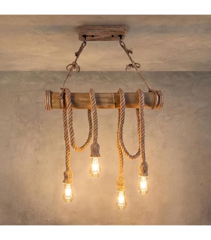 Portalampada A Sospensione Cavo In Corda 2 Metri Vintage Lampada Da Soffitto Retro Per Lampadine E27 Vari Colori