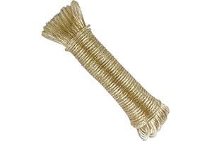 GOPEU Cuerda para Tender Ropa de Acero con Revestimiento de PVC ø3,5 mm – Cable Resistente Multiuso para Jardinería, Bricolaje, Náutica – Fabricado en España. Oro. 20M.