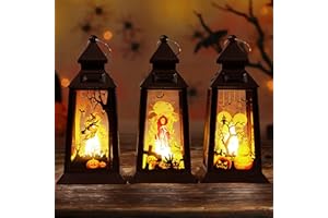 BOPERTROVE 3 Pezzi Halloween Decorazioni Casa Luci Led, Lanterna Halloween Decorazioni Esterno Giardino, Addobbi Halloween Luminosa Gadget Interno, Lamp Candela Zucca Halloween con Batteria, Accessori Halloween