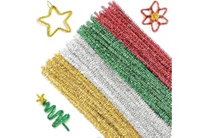 G2PLUS 100PCS Scovolini Ciniglia Steli in Ciniglia Bastoncini Decorativi in Ciniglia Lavoretti Creativi Filo di ciniglia di Peluche per Bricolage（4 Colori）