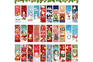 Shinybox Marcadores de Libros Magnéticos, 30 Piezas Marcadores Magnéticos de Navidad, Marcadores de Libros de Lectura con Reno Muñeco de Nieve Santa para Estudiantes Oficina Lectura