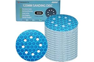 Crossarctic 80PCS 125mm Sanding Discs, 8 Hole Hook & Loop Sanding Pad Sandpaper for Random Orbital Sander - 120 Grit