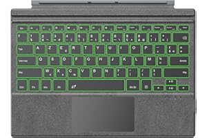 TiMOVO Clavier AZERTY Layout, Accessoire Microsoft Surface Pro 7 Plus, Clavier Bluetooth avec Rétro-éclairage Sept Couleurs pour Microsoft Surface Pro 7 Plus/Pro 7/Pro 6/Pro 4/Pro 3/Pro 2017, Gris