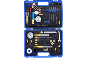 RUIZHI 46tlg Kompressionstester - Druckverlusttester 0-50 Bar | 0-725 Psi, Motortester kompatibel mit Diesel und Benzinmotoren HDi, TDCi, Kfz PKW LKW M8, M10, M12, M14, M20, M22, M24