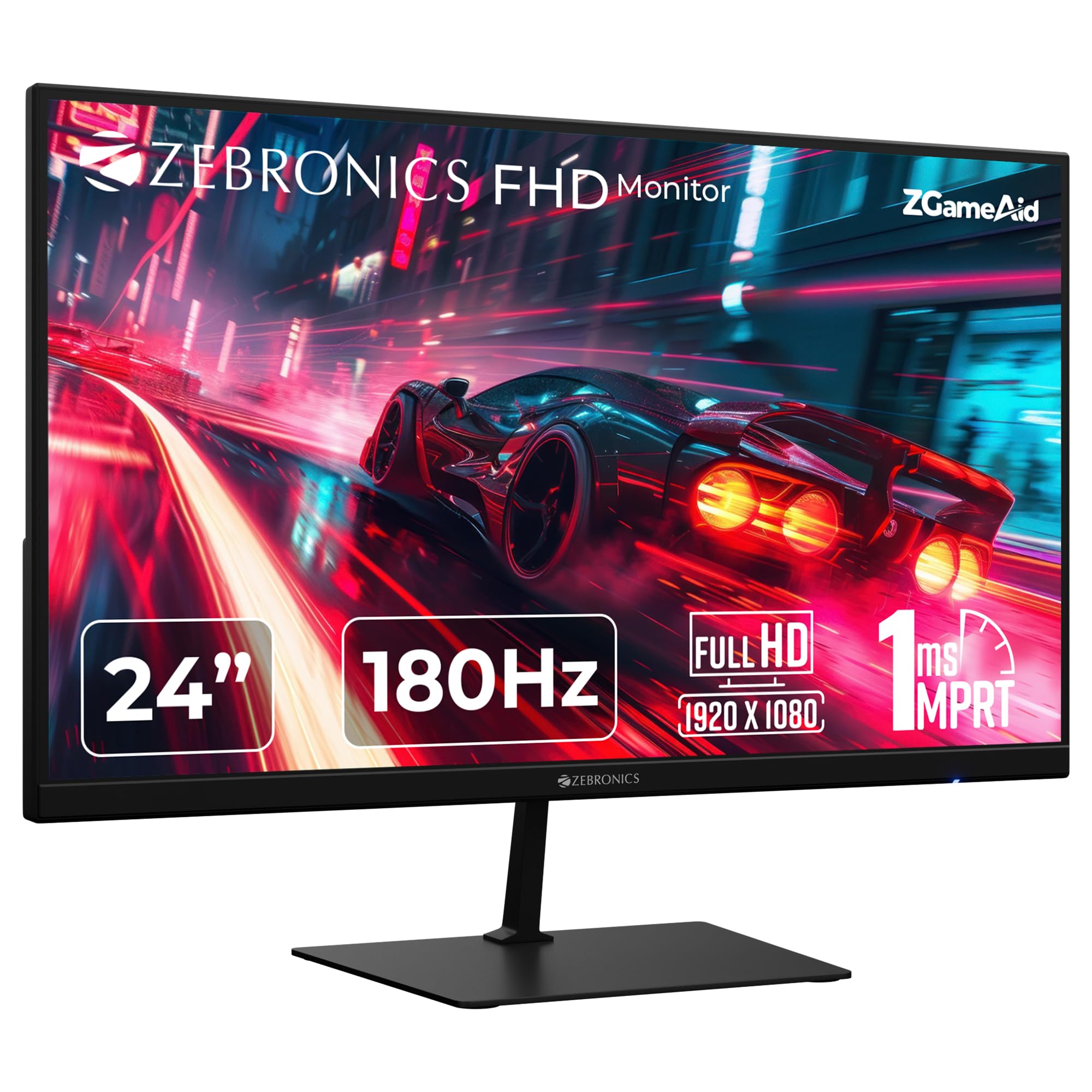 ZEBRONICS N24A 24"(60.4 cm) Gaming Monitor, FHD 1920x1080, IPS-Antiglare Display, 280Nits, 180Hz, 1ms MPRT, HDR10, 99% sRGB, Adaptive Sync, 1 x DP | 1 x HDMI | 1 x 3.5mm