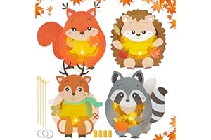 Herenear 4 Stück Laternen Bastelset für Kinder, Sankt Martin Laterne Basteln, DIY Herbst Dekoration Bastelset, Tierische Papierlaternen mit Laternenstäben, Geschenk Jungen Mädchen Sankt Martin