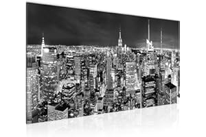 Runa Art Cuadro Decorativo Horizonte de Nueva York 1 Parte Moderno Cuadro Lienzo no Tejido para Sala America NY En Blanco y Negro 036212c