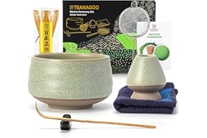 TEANAGOO MATCHA KIT verde, set da 7 pezzi, Matcha Cerimoniale, Matcha Set da tè Matcha per preparare la colazione/latte, set da tè Matcha e ciotola in ceramica con tutti gli accessori