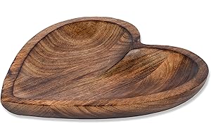 EDHAS Ciotola decorativa in legno di mango a forma di cuore curvo, decorazione per centrotavola, decorazione per casa, feste, matrimoni (25,4 x 25,4 x 3,8 cm)
