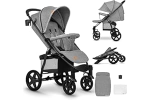 LIONELO Annet Silla de Pase Para niños hasta 22 kg 0-48M ajuste del respaldo hasta posición horizontal Capucha XXL Plegable fácil con ventana Mosquitera (Concrete)