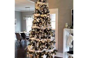 REDSTAR - Boa de plumas blancas para decoración de árbol de Navidad (6 m)