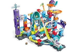 VTech Marble Rush Magnetic Magic, Construction Toys for Kids, 10 Marbles and 120 Building Pieces, Electronic Marble Run Track Set, Exciting Stunts & Tricks, 4 Years +, English Version