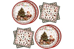 WenmthG 40 Servietten Weihnachten und Pappteller Weihnachten Tischdeko - Weihnachtsdeko - Kleine Weihnachtssymbole als Tischdeko - Weihnachten Partygeschirr