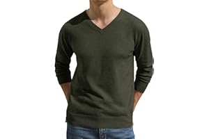 Hisir Men's V Neck Jumpers Tops Winter Lightweight Knitted Jumper Long Sleeve Soft Warm Knitwear Pullover Sweaters for Men