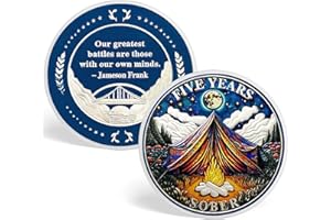 ACGZQY Moneda de sobriedad de 5 años - Chip de sobriedad original de Reborn Campfire Chips y medallones AA Ficha de sobriedad AA NA Alcohólicos Anónimos Regalos de sobriedad