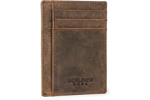 Berliner Bags Karl etui na karty w stylu vintage, etui na karty kredytowe ze skóry, smukły portfel z certyfikatem TÜV ochroną RFID i okienkiem identyfikacyjnym, dla mężczyzn - brązowe, Earth,