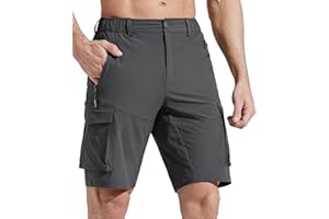 Comallan Pantalon Corto Hombre Secado Rápido Pantalones Trekking Senderismo Cargo Trabajo Cortos y con Bolsillos con Cremallera