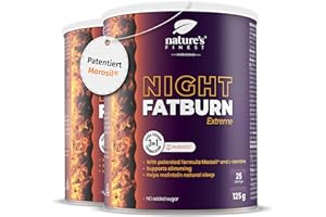 ‎NATURE'S FINEST BY NUTRISSLIM Nature's Finest Night Burn Extreme 250g, die Nacht Stoffwechsel Beschleunigen Formel mit Morosil (400 mg), L-Carnitin – Fördert Einschlafhilfe mit Baldrian - Natural, Glutenfrei