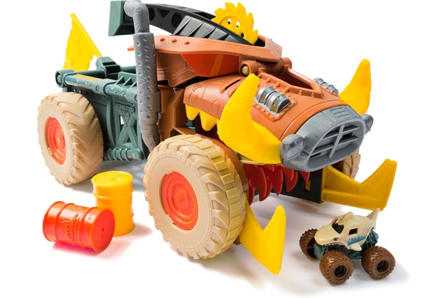 Monster Jam Mini Jam, Megalodon Mad Hog Chomper and Monster Truck, Fun Cleanup and Storage, Kids’ Toy Gifts for Boys and Girls Aged 3 and Up