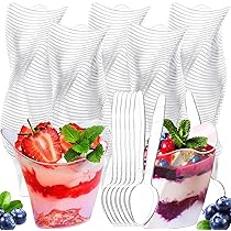 Lot De 100 Verres à Dessert En Plastique De 80 Ml, Corps Rond Incliné