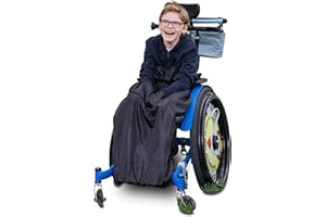 BundleBean - 100% Waterproof Fleece-Lined Child Wheelchair Cover (Plain Black) - Kids Warming Wheelchair Cosy, Fleece-Lined Pocket for Hands, Universal Fit for Wheelchairs & Special Needs Buggies