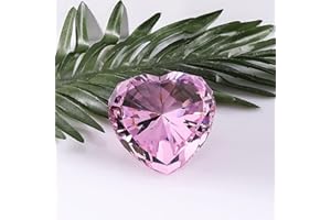QIANWEI 80mm (3.14 inch) Pink Crystal Heart Diamond Paperweight, Clear Crystal Diamond Paperweight, Gift Decoration Idea for Women Birthday (Pink)