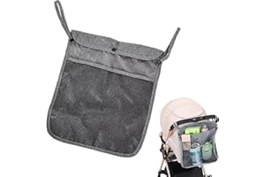 ANGLEPINGPING Baby Stroller Organizer Bag with Two Storage Pockets Stroller Hanging Bag for Nappy Baby Cloth/Bottle/Toy, Multifunctional Stroller Hanging Storage Net Bag(Grey)