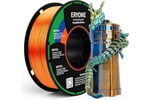‎ERYONE ERYONE Tri Color Silk PLA Filament 1.75mm, 3D Printer Filament PLA +/-0.03mm 1KG/Spool, Silk Orangefarben Blau and Grün