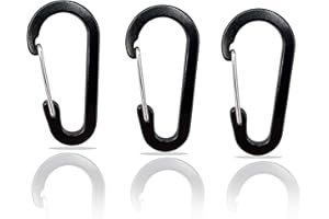 HOLESTO Juego de 3 Mosquetones - Mosquetón pequeño - Mosquetón de Llavero - Mini mosquetón - Set de mosquetones - Organizador de Llaves - Mosquetón Negro (Forma de D)