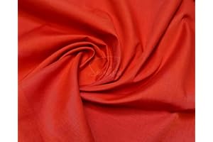 SAMASIA Plain Red Polycotton Fabric for Dressmaking, Art & Craft, Sewing, Quilting | 45'' - 115 cm Wide| Precut Length 1m
