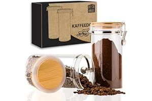 Deco Haus® Juego de 2 Tarros de Cristal para Café - 1300ml con Tapa Hermética