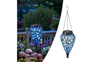 BLAKAPOO Teardrop Solar Lights Outdoor Garden, Waterproof IP44, Decorative Hanging Solar Lanterns for Outside with 20 LED Lights, for Garden, Patio, Balcony, Yard, Pathway, 1 Pack (Blue)
