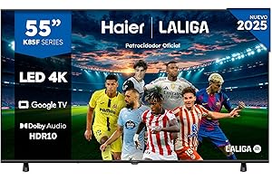 Haier Direct LED 4K UHD H55K85FUX 55 Pulgadas, Smart TV, Google TV, Dolby Audio, HDR10, Smart Remote Control, Google Assistant, Bluetooth 5.1, DBX TV, HDMI 2.1 x 4, Sin Marcos, 2025