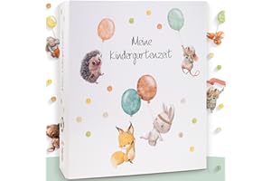 ‎OLGS OLGS Sammelordner Meine Kindergartenzeit Ordner für Kinder | Erinnerungsordner, Kindergartenordner Fuchs, Hase, Maus, Igel, Luftballon | Geschenk, Kita, Kindergarten, Schule, Sammelmappe - Hoch hinaus