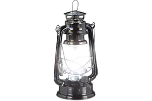 Relaxdays Farol LED, Lámpara vintage decorativa, A pilas, Negro