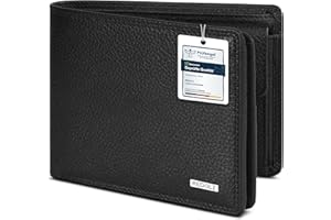 REDOLZ Herren Leder-Geldbörse Querformat mit Klappe | Geldbeutel Brieftasche Portmonee Portemonnaie mit Klappe | RFID-Schutz & 8 Kartenfächer Querformat | Maße 12 x 2 x 9 cm (schwarz)