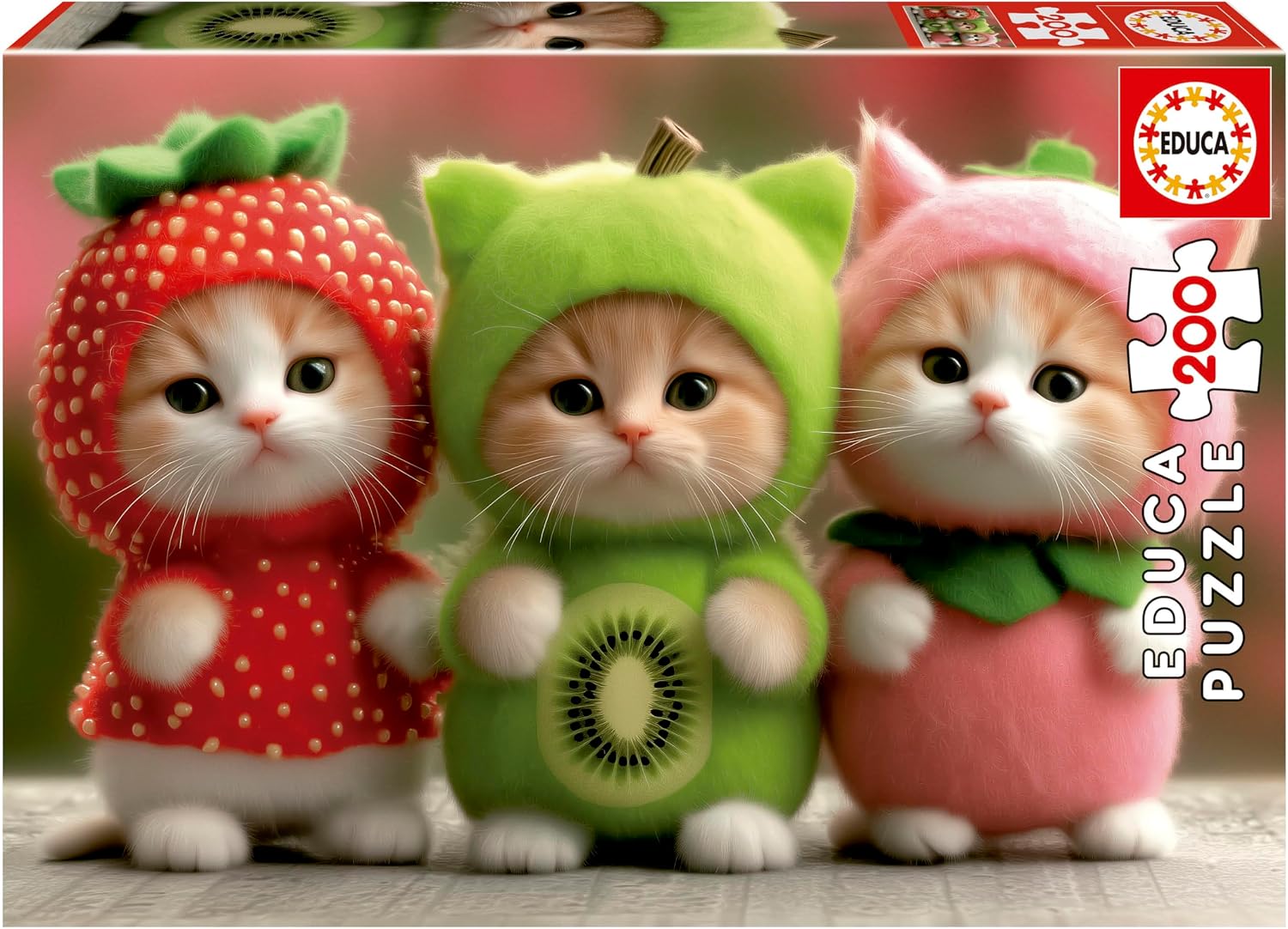 Educa - Puzzle Infantil de 200 Piezas | Gatitos Frutales | Medidas: 40 x 28 cm | Recomendado a Partir de 6 7 8 años (20496)