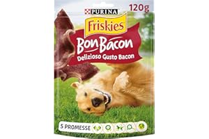 PURINA FRISKIES Bon Bacon 5 Promesse Snack per Cani Adulti al gusto di Bacon 6 Confezioni da 120g