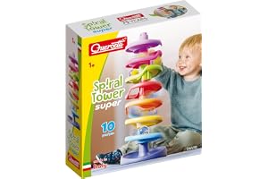 QUERCETTI Spiral Tower Super, Kulbana för barn med 7 spiraler och 1 stabil bas, Pedagogiskt spel för barn 1+, Stimulera Samordning och Fin Motricitet, Kreativ Leksak i Flerfärgad