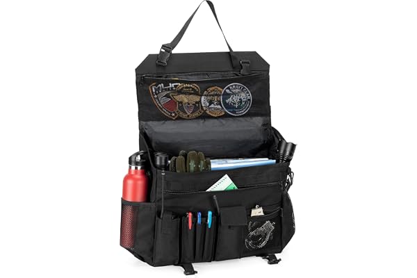 Trunab Sac Police Molle Tactique Bandoulière, Organisateur de Voiture Siege Avant, Sac Intervention Compatible avec 15.6 Laptop, Coffre Rangement Voiture Patrol Equipement avec Plusieur Compartiments