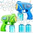 JOYIN 2 Bubble Guns with 2 Bottles Bubble Refill Solution (10 oz Total) for Kids, Bubble Blower for Bubble Blaster Party Favors, Summer Toy, Outdoors Activity, Birthday Gift