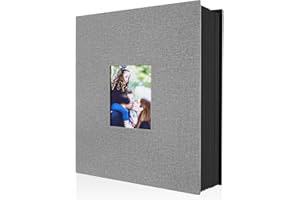 Lanpn Fotoalbum 10x15 400, Leinen Einstecken Einsteckalbum für Hochformat Fotos Bilder Grau