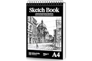 WSICSE Skizzenbuch A4, 180g/m² Skizzenpapier zum Zeichnen Sketch Book Zeichenpapier Spiralbindung zum Skizzieren Illustration Zeichenen (70 Blatt/140 Seiten)