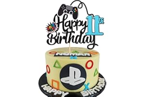 SYKYCTCY 1 Stück 11th Videospiel Tortendeko Glitter Geburtstag Cake Topper Gaming Happy Birthday Kuchen Deko Videospiel Thema Cake Dekoration für Jungen Kindergeburtstag Spiel Thema Party Dekoration Blau