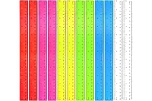 YUZHOU 12Pcs Plastic Ruler 30cm/12in Shatterproof Colorful Transparent Straight Measuring Rulers 30 cm Multipack Long Clear Coloured Rulers Set for Kids School Supplies Gift Office