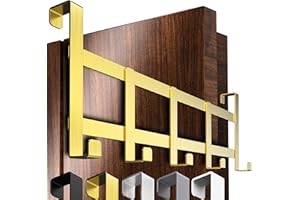 4smile Perchero de puerta para colgar – Gancho de puerta dorado para colgar, ganchos flexibles, robustos – Ganchos versátiles para colgar