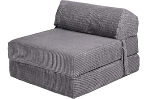 Loft 25 Folding Fold Out Single Z Bed Mattress | Soft & Comfortable Seat Sofa | Great for Living Room & Bedrooms | Lightweight Sleepover Chair Sofa Futon (Charcoal)