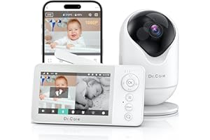 Dr.Care VistaView Lite RB Smart WiFi Camara Vigilancia Bebe con App Movil, Pantalla Dividida de 4" 720P y Cámara 1080P, HD Visión Nocturna, Audio Bidireccional, Batería Extraíble de 2500 mAh