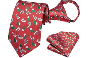 Hi-Tie Boys Tie Set Pre-Tied Silk Christmas Ties for Boy 8-11 Blue Red Green XMS Kid Necktie Pocket Square for Christmas